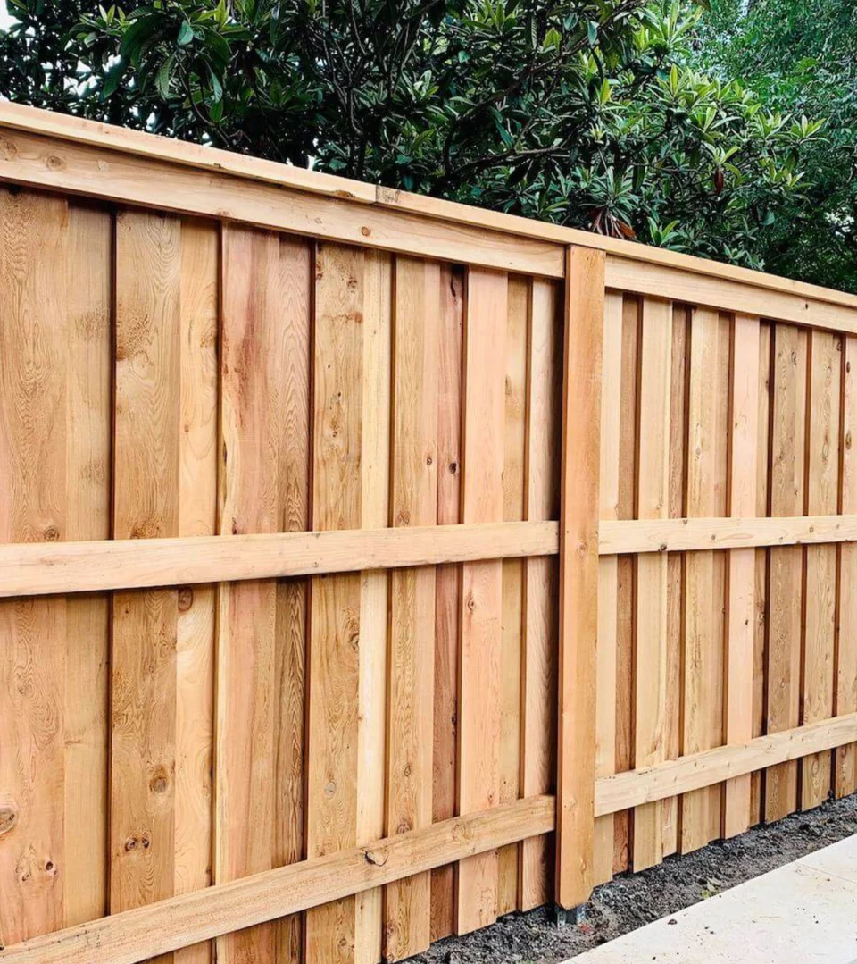 Board-on-board cedar privacy fence in Dallas