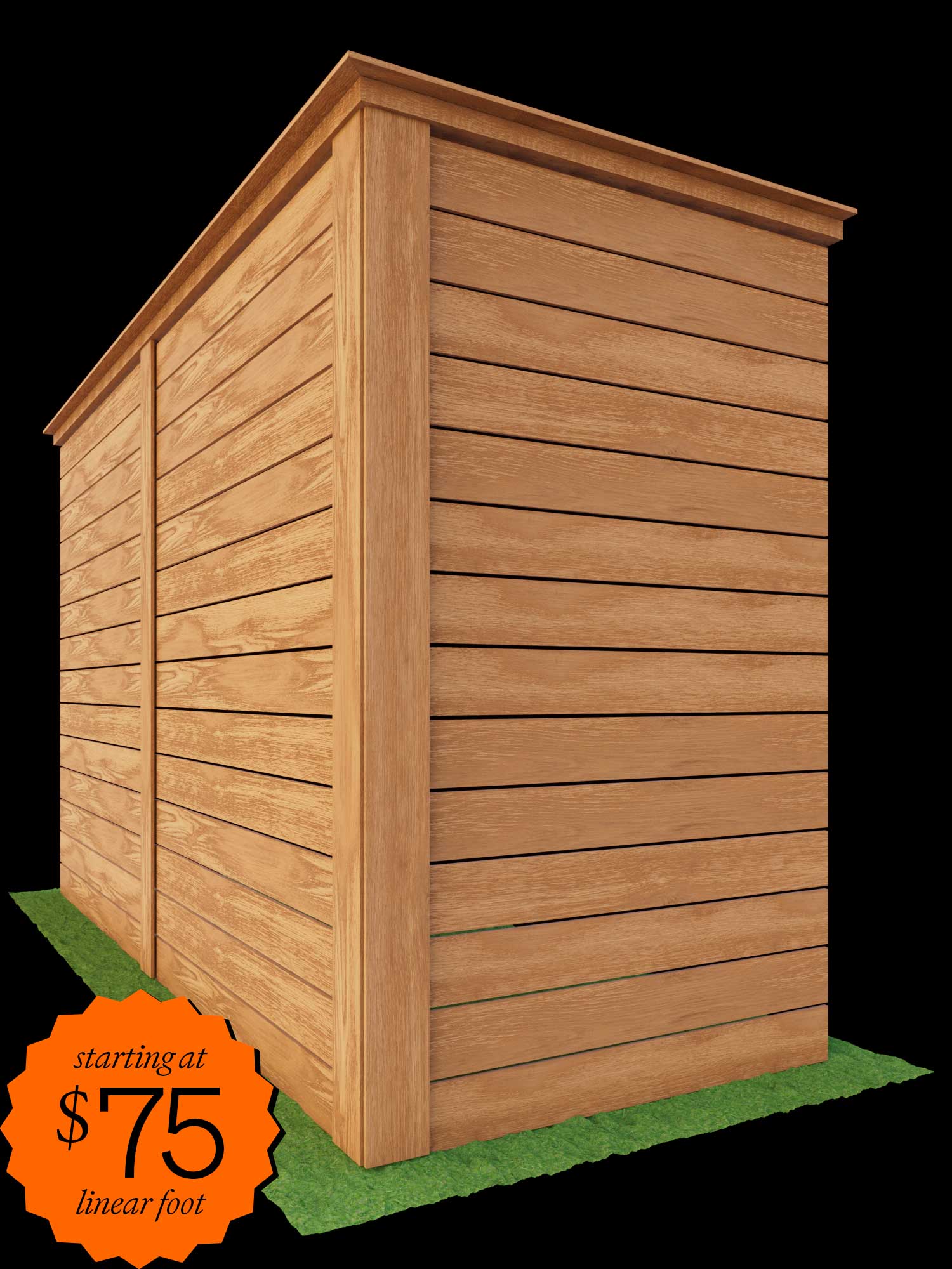 Horizontal cedar privacy fence in North Dallas